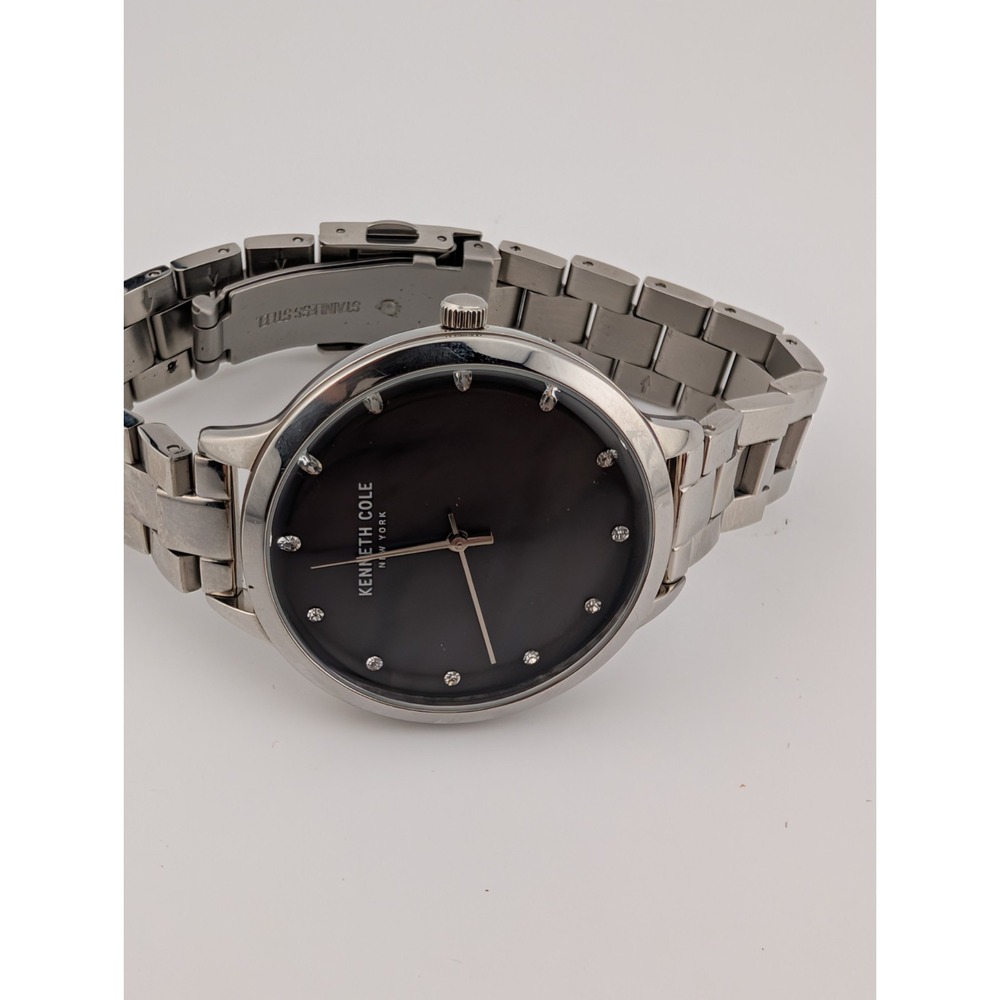 Kenneth Cole New York Watch Women 38mm Case 7.75" Silver Band- New Battery - Picture 3 of 7